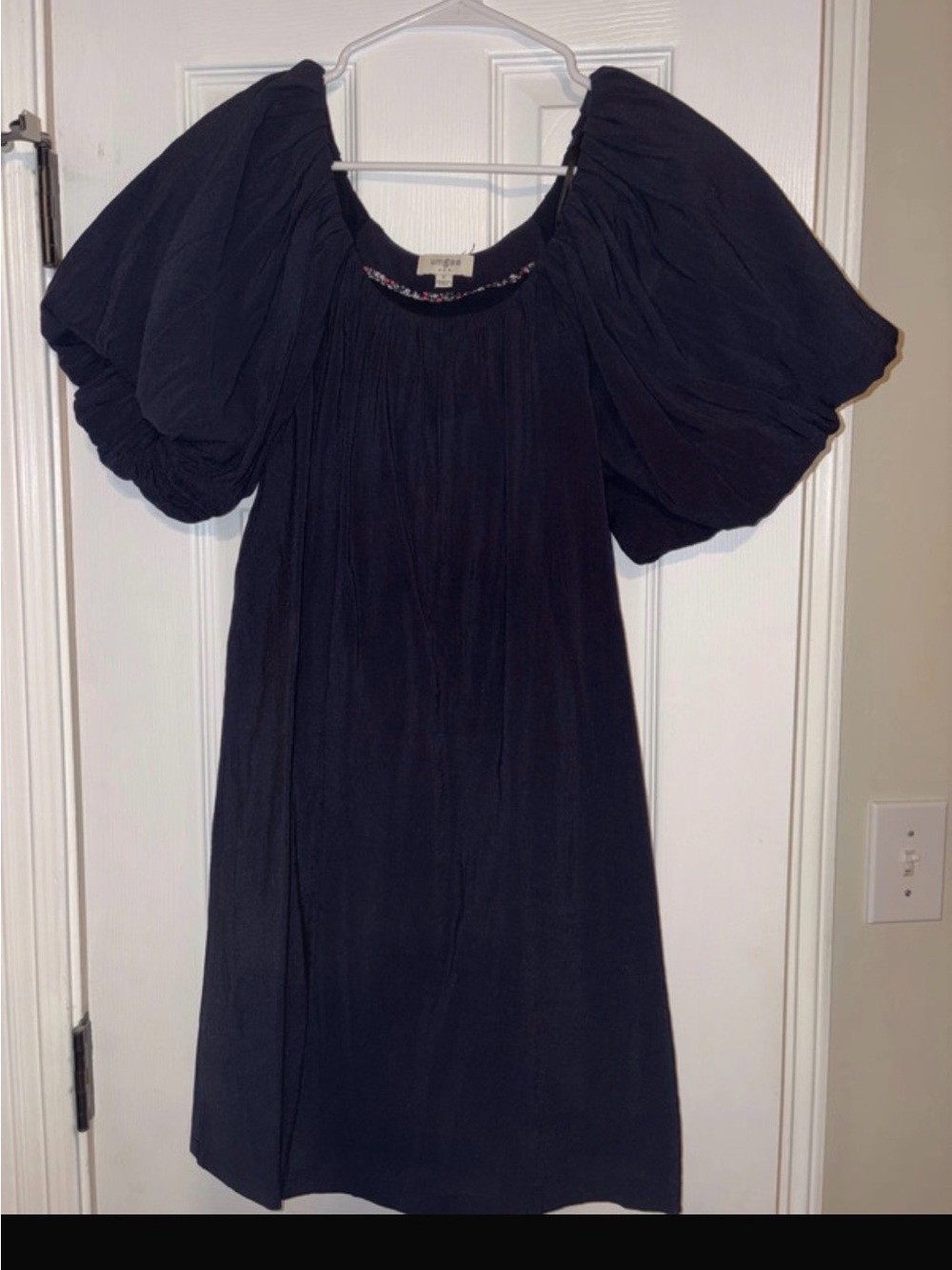 Navy Puff-Sleeve Women’s Dress